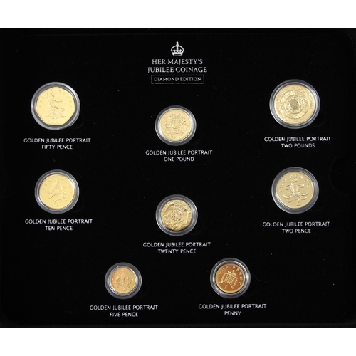 149 - Her Majesty's Jubilee Coinage, Diamond Edition Gold Plated Coin Set, encapsulated, cased, with The L... 