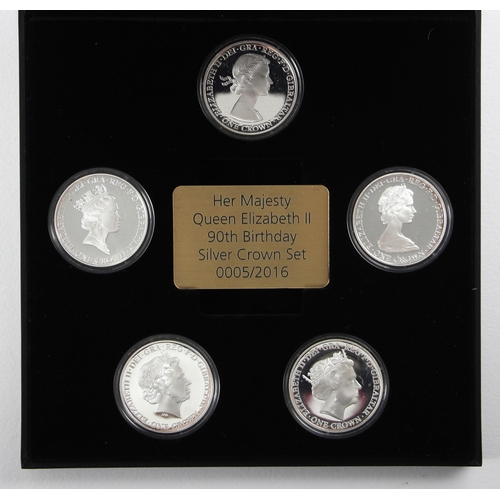 160 - Elizabeth II (1952-2022), Her Majesty Queen Elizabeth II 90th Birthday Silver Crown Set, 2016, Proof... 