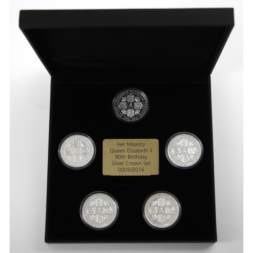 160 - Elizabeth II (1952-2022), Her Majesty Queen Elizabeth II 90th Birthday Silver Crown Set, 2016, Proof... 