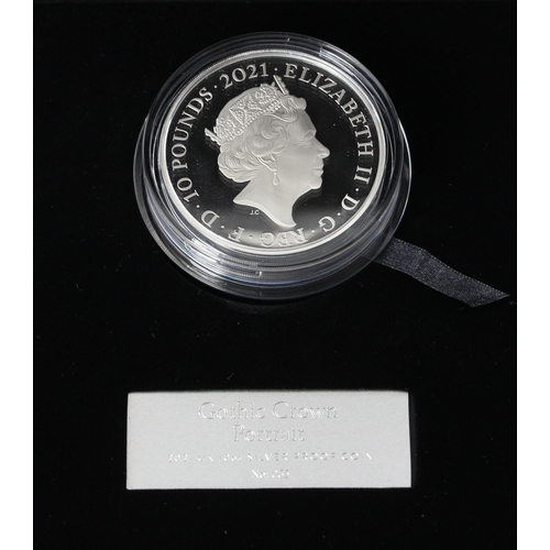 161 - Elizabeth II (1952-2022), Gothic Crown Portrait £10, 2021, Proof, no.65/225, encapsulated, cased wit... 