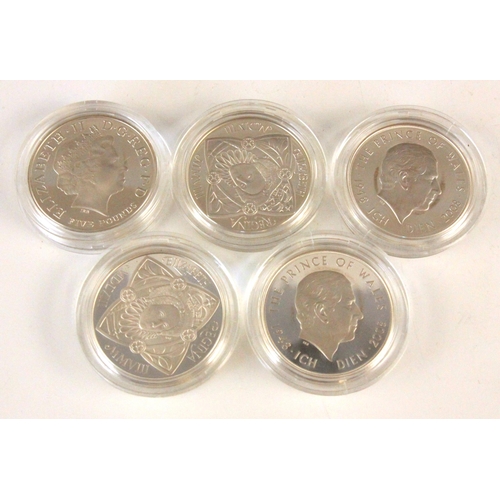 163 - Elizabeth II (1952-2022), Eleven Commemorative £5 Silver Proof coins, 2008, encapsulated, cased with... 