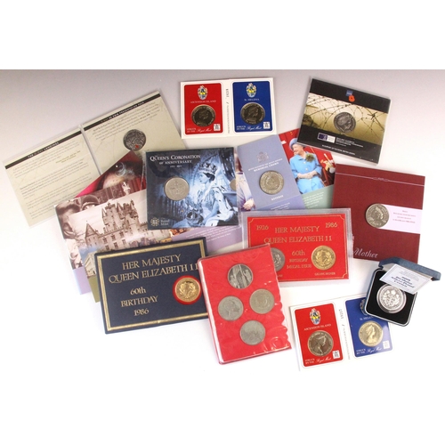 168 - A collection of British commemorative coins, including two 90th Birthday silver proof crowns, 1994 B... 