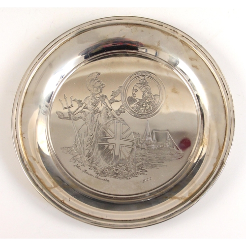 174 - A silver British Empire plate, Roberts and Dore Ltd, London 1972, 328/1700, cased with certificate o... 