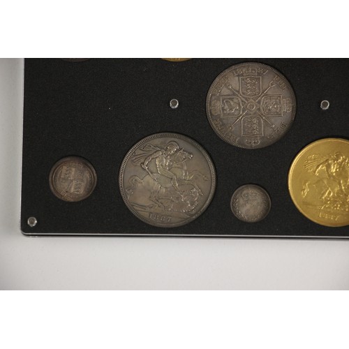 87 - Victoria (1837-1901), Specimen Set, 1887, comprising: Quintuple Sovereign, Double Sovereign, Full So... 