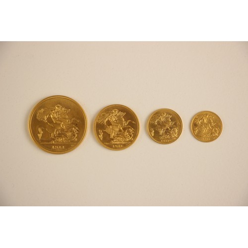 90 - George V (1910-1936), Official Specimen Set, 1911, comprising: Quintuple Sovereign, Double Sovereign... 