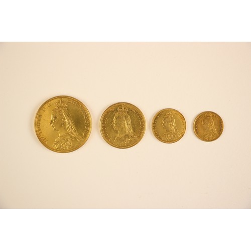 88 - Victoria (1837-1901), 1887 Set, comprising: Quintuple Sovereign, Double Sovereign, Full Sovereign, H... 