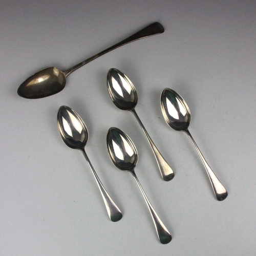 11 - A group of four Edwardian Old English pattern silver serving spoons, James Dixon & Sons Ltd, Sheffie... 