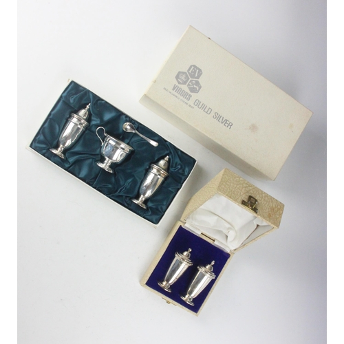 120 - A selection of silver, including a cased condiment set, 'BSLtd' Birmingham 1965, comprising salt and... 