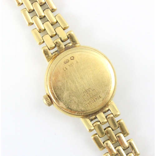 136 - An 18ct yellow gold ladies Longines wristwatch, the circular white dial with Roman numerals and dot ... 