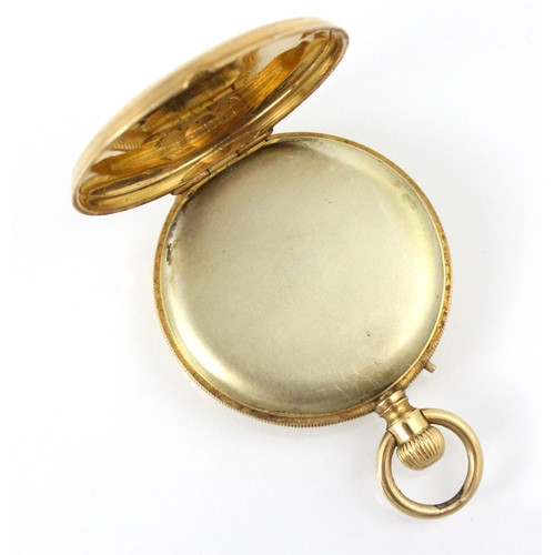 149 - An early 20th century yellow metal full hunter pocket watch, the white enamel dial with Roman numera... 