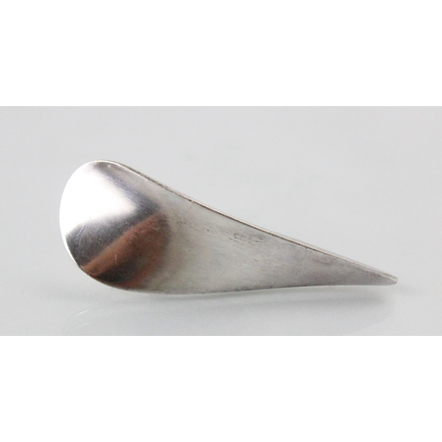 213 - A pair of Georg Jensen silver earrings, designed by Nanna Ditzel, the plain polished stylised tear d... 