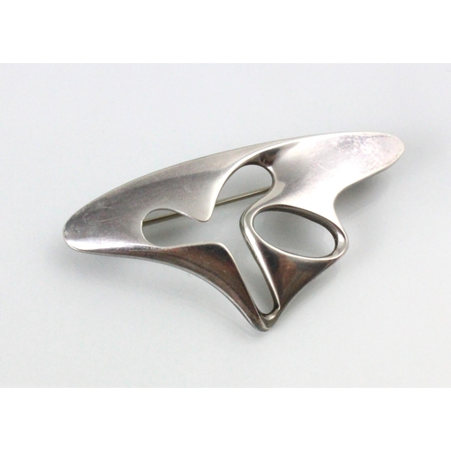 216 - A Georg Jensen 'Amoeba' silver brooch, designed by Henning Koppel, the openwork plain polished brooc... 