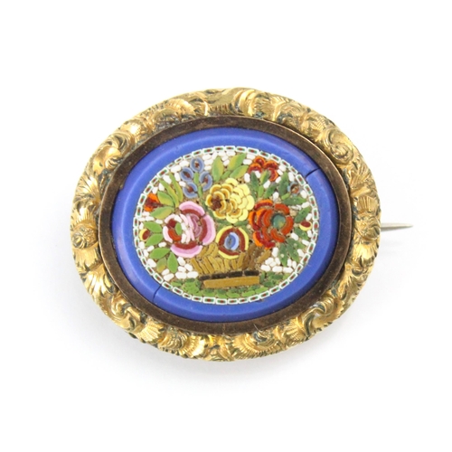 222 - A selection of jewellery, including an early 20th century micro mosaic brooch, with gold plated carv... 