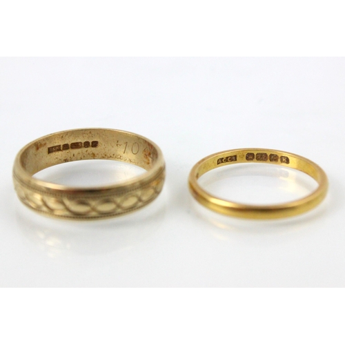 274 - A 22ct yellow gold wedding band, stamped ‘ACC’ Birmingham 1934, ring size M, with a  9ct yellow gold... 