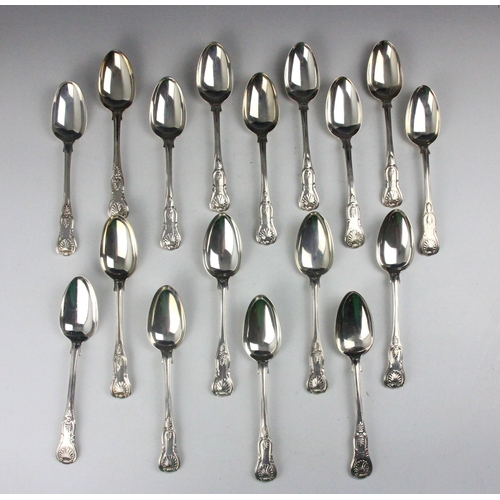 32 - A set of four Victorian silver Kings pattern serving spoons, possibly William Eaton, London 1839, of... 