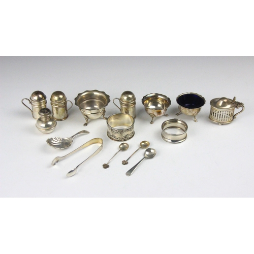 45 - A selection of silver and silver coloured items, including an Edwardian silver caddy spoon, Josiah W... 