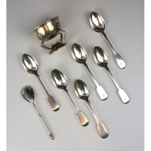 55 - A set of six Victorian silver fiddle pattern teaspoons, Robert Williams & Sons, Exeter possibly 1846... 