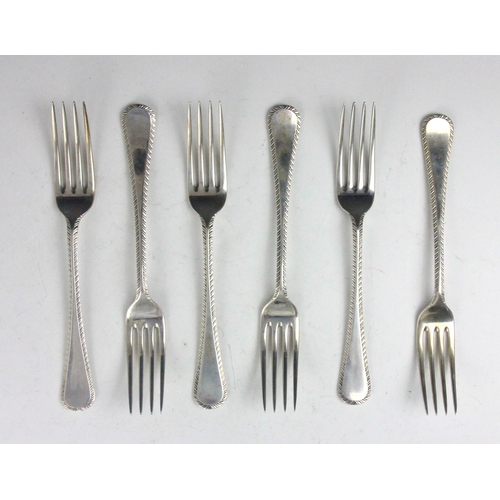 62 - A set of six Old English style silver dessert forks, James Dixon and Sons, Sheffield 1961, 17.5cm lo... 