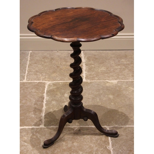 1005 - A William IV rosewood pedestal lamp or occasional table, the circular top with a raised and moulded ... 