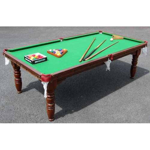 1019 - An early 20th century mahogany snooker/billiards table, the table top later reconditioned by A.E Cla... 