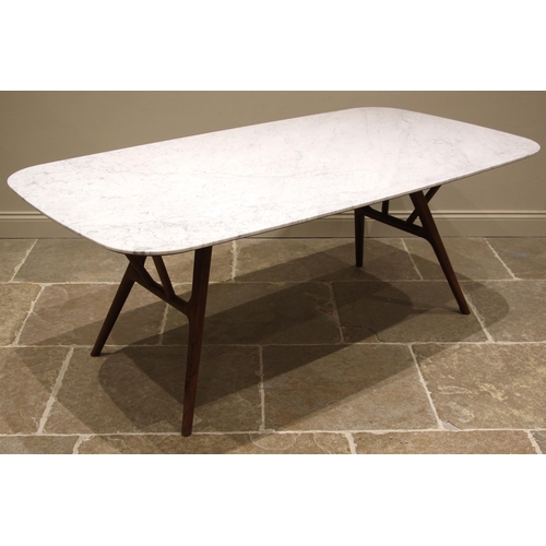 1044 - A Heals 'Anais' walnut and Carrara marble contemporary dining table, early 21st century, the rectang... 