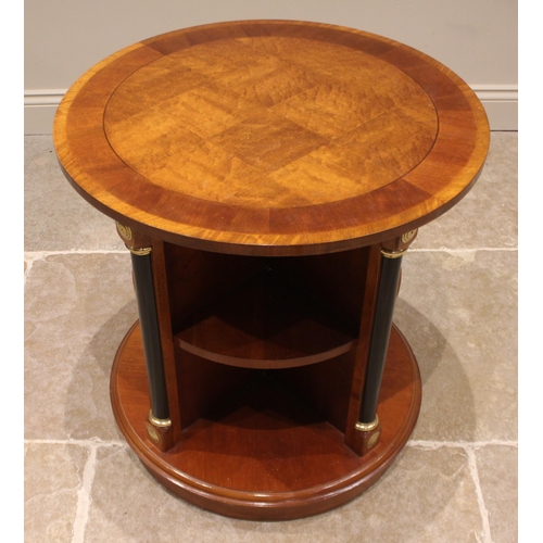 1050 - A Biedermeier style revolving mahogany lamp or centre table, late 20th century, the chequer veneered... 