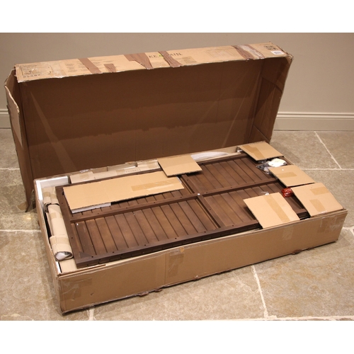 1074 - A Pike & Main teak deck box, of slatted form, 72cm H x 139cm W x 69cm D, boxed requires assembly