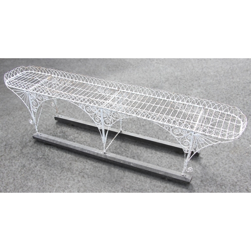 1087 - A late 19th/early 20th century painted wirework planter, of oblong form, with an openwork gallery, u... 