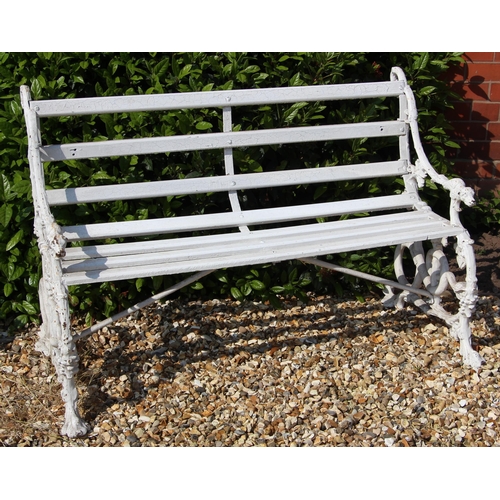 1104 - A Victorian cast iron serpent and grape pattern garden bench and two chairs by Coalbrookdale, late 1... 