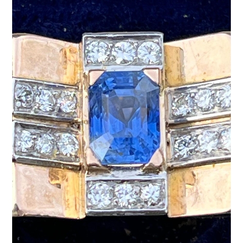 178 - An early 20th century French certified sapphire and diamond cocktail ring, the central emerald cut s... 