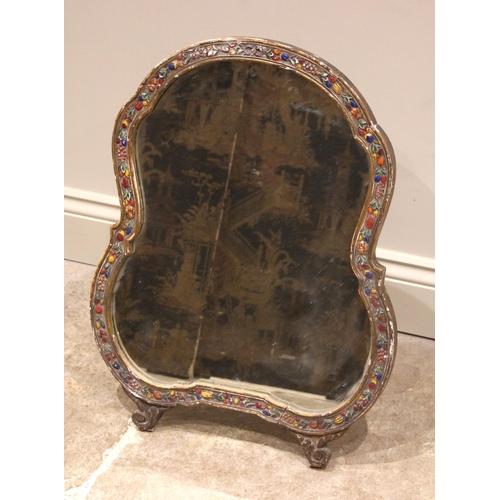 845 - A Victorian painted giltwood and gesso easel dressing table mirror, the mirrored plate of waisted fo... 