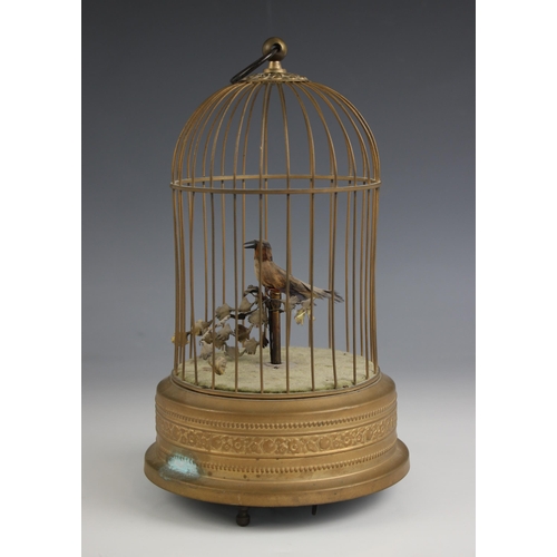 850 - A Bontems style clockwork singing bird automaton, late 19th or early 20th century, probably French, ... 