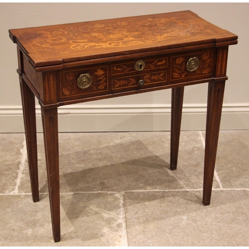 932 - A Dutch marquetry mahogany and satinwood inlaid card table, late18th/early 19th century, the rectang... 