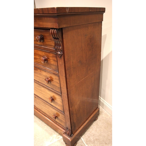 960 - A Victorian mahogany Scottish chest of drawers, formed with a plain frieze over five graduated ash l... 