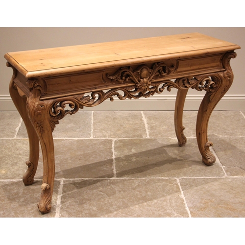 991 - An Italian style pine console table, by Keenpine late 20th century, the rectangular moulded top abov... 