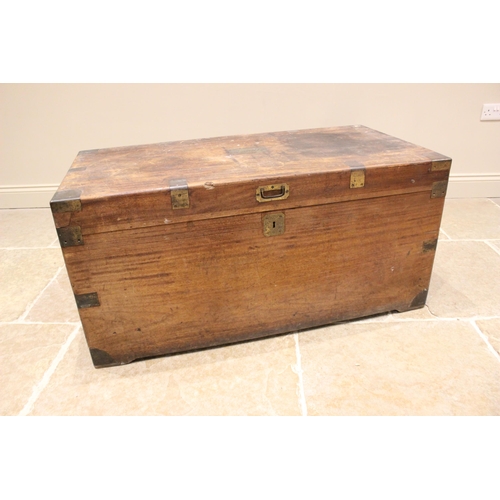 967 - A Victorian camphor wood campaign trunk, the hinged cover centred with a brass plaque inscribed 'R.S... 