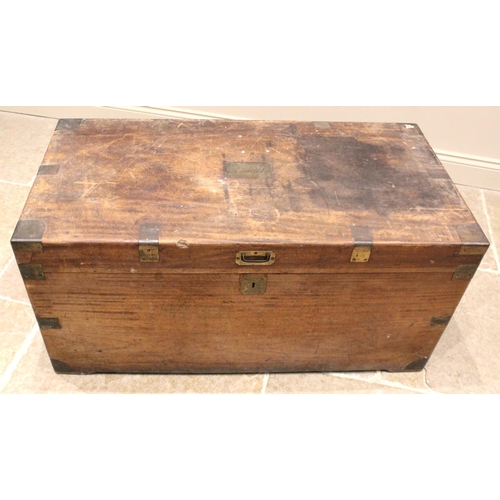 967 - A Victorian camphor wood campaign trunk, the hinged cover centred with a brass plaque inscribed 'R.S... 