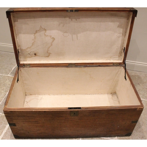 967 - A Victorian camphor wood campaign trunk, the hinged cover centred with a brass plaque inscribed 'R.S... 