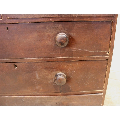 972 - A Victorian stained pine chest of drawers, formed with a rectangular moulded top over two short and ... 