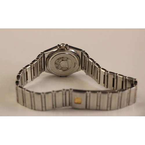 154A - A ladies Omega Constellation wristwatch, Ref.1561/71/00, the stainless steel case with Roman numeral... 