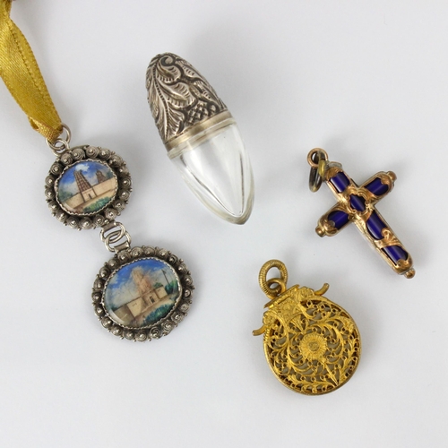 105 - A selection of jewellery, including an early 20th century style gold plated filigree pendant, the ci... 