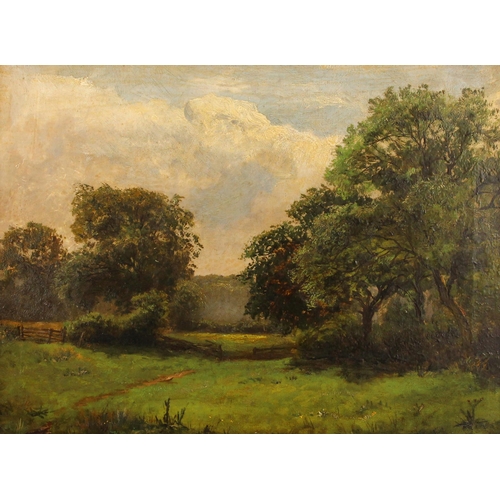 154 - Circle of George Turner (British, 1841-1910),  
‘Meadow nr Windley’,  
Oil on canvas,  
Unsigned, in... 