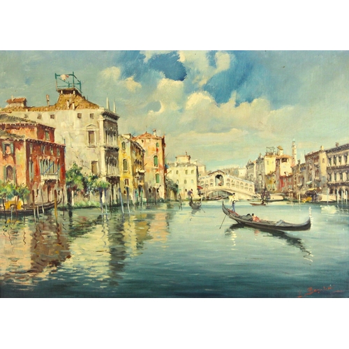 169 - Renzo de Benedetti (Italian, 1904-1958),  
View of the Rialto Bridge, Venice,  
Oil on board,  
Sign... 