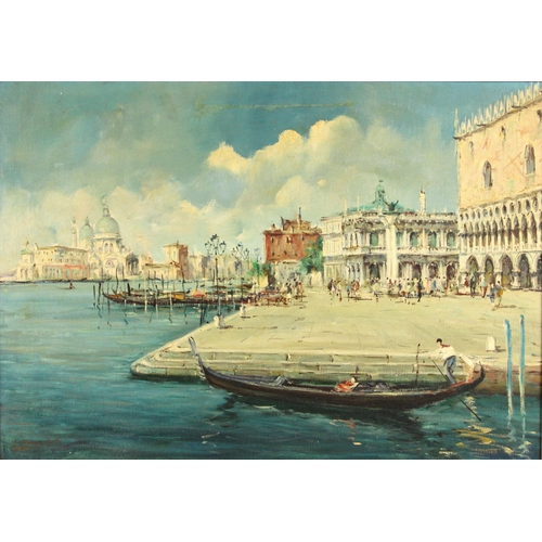 170 - Renzo de Benedetti (Italian, 1904-1958),  
View of Bacino de San Marco, Venice,  
Oil on board,  
Si... 