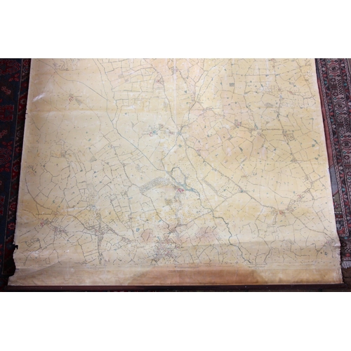 196 - A large Ordnance Survey map titled 'Flintshire, Maylor, Hanmer', late 19th century, eight paper shee... 