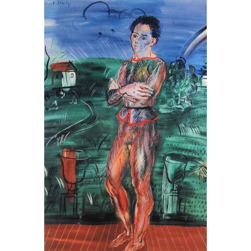 199 - A Raoul Dufy poster, the design featuring ‘Arlequin, 1943’, 69cm x 49cm, framed and glazed; with two... 