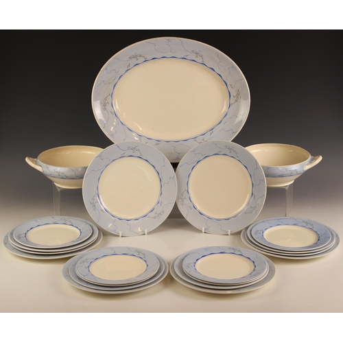 263 - A Clarice Cliff 'Bizarre' part dinner service in the 'Dolphins' pattern designed by William Robins, ... 