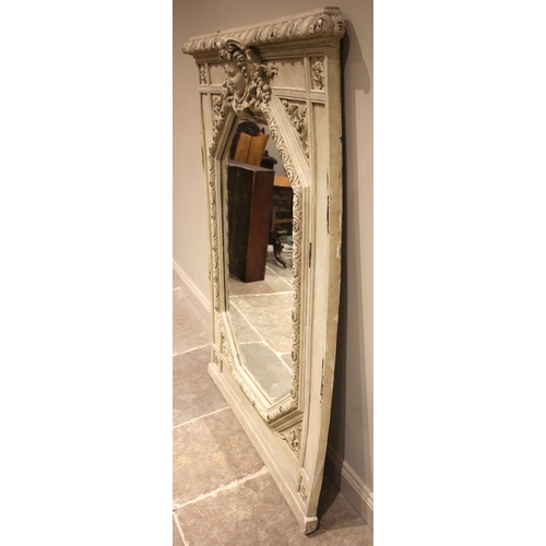 416 - A Victorian style painted wood and composite wall mirror, the moulded pediment over a relief moulded... 