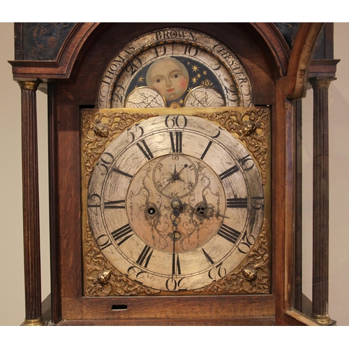 422 - A George III mahogany cased eight day longcase clock by Thomas Brown, Chester, the arched hood with ... 