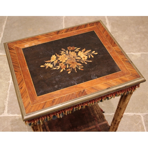 474 - A French kingwood and marquetry velvet covered occasional table, late 19th century, the rectangular ... 